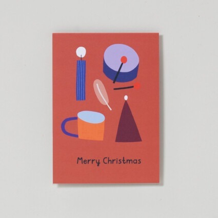 Postkarte Merry Christmas Trommel