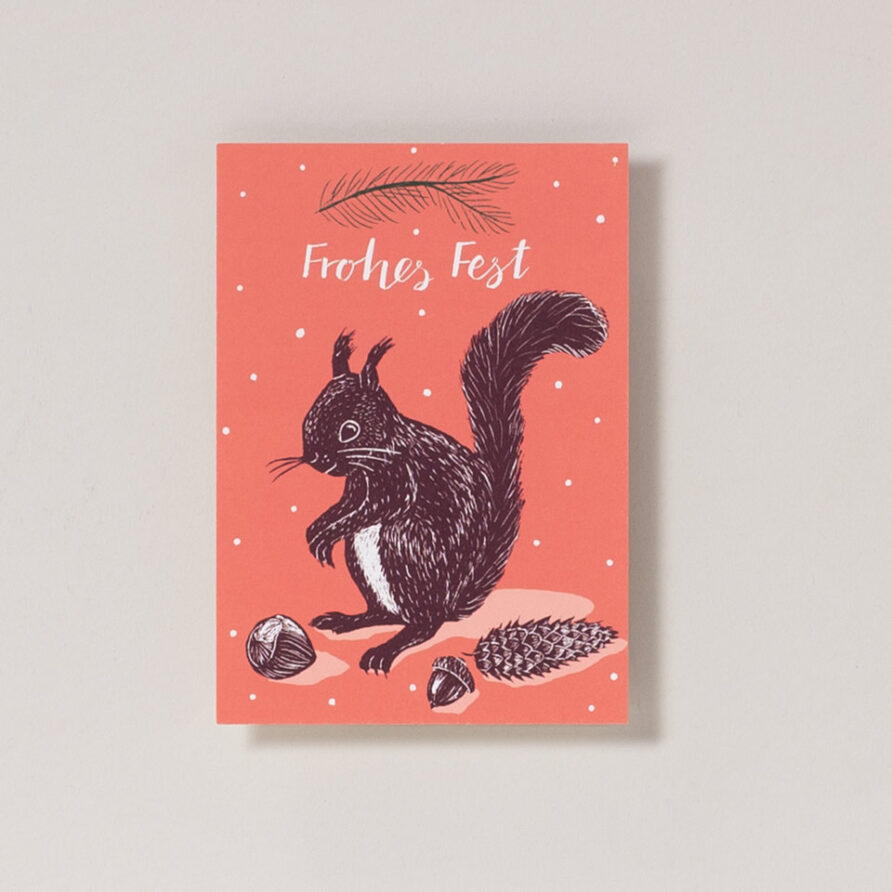 Weihnachtspostkarte Eichhörnchen
