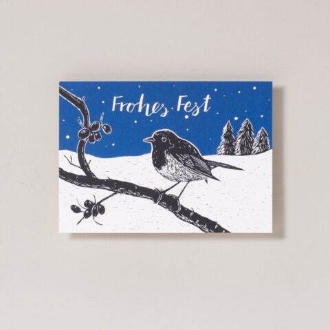 Weihnachtspostkarte Rotkehlchen
