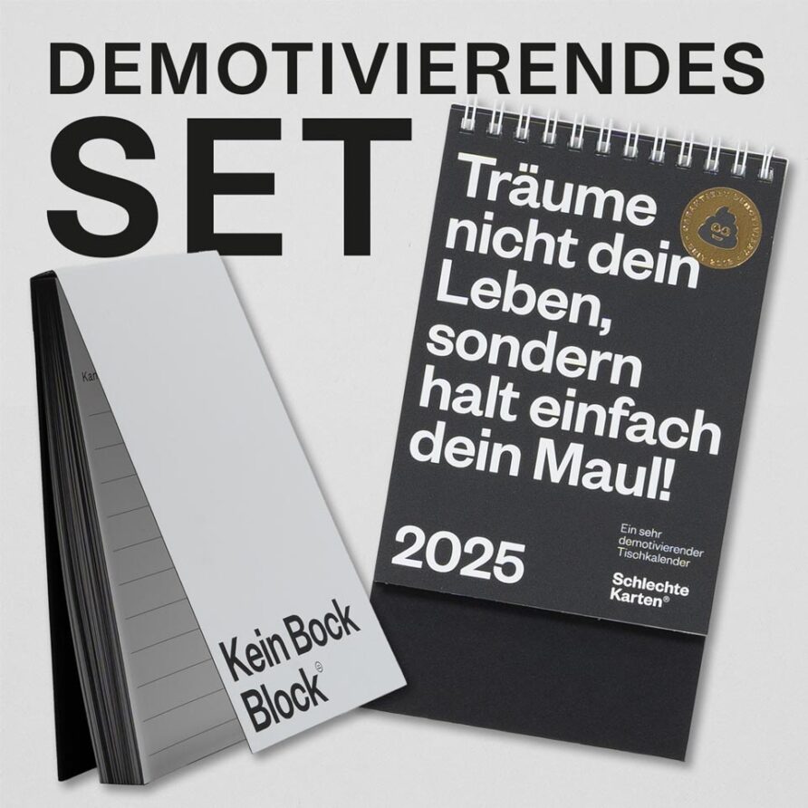 Demotivierendes Set: Tischkalender 2026 + Block