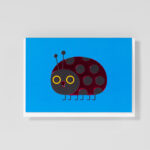 Grußkarte Marienkäfer blau