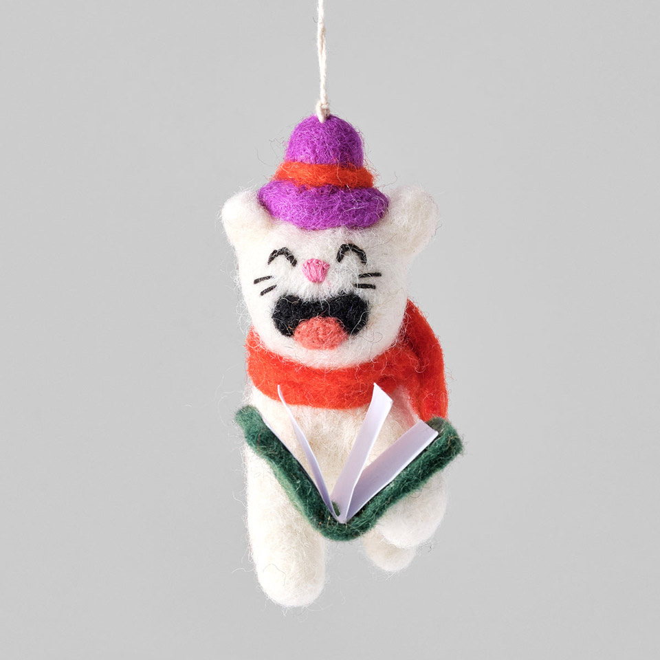 Filzanhänger – singenden Katze – Bild 2