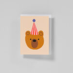 Minikarte Bär mit Partyhut