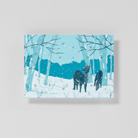 Postkarte Adventskalender Rehe