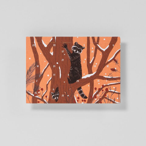 Postkarte Adventskalender Waschbären